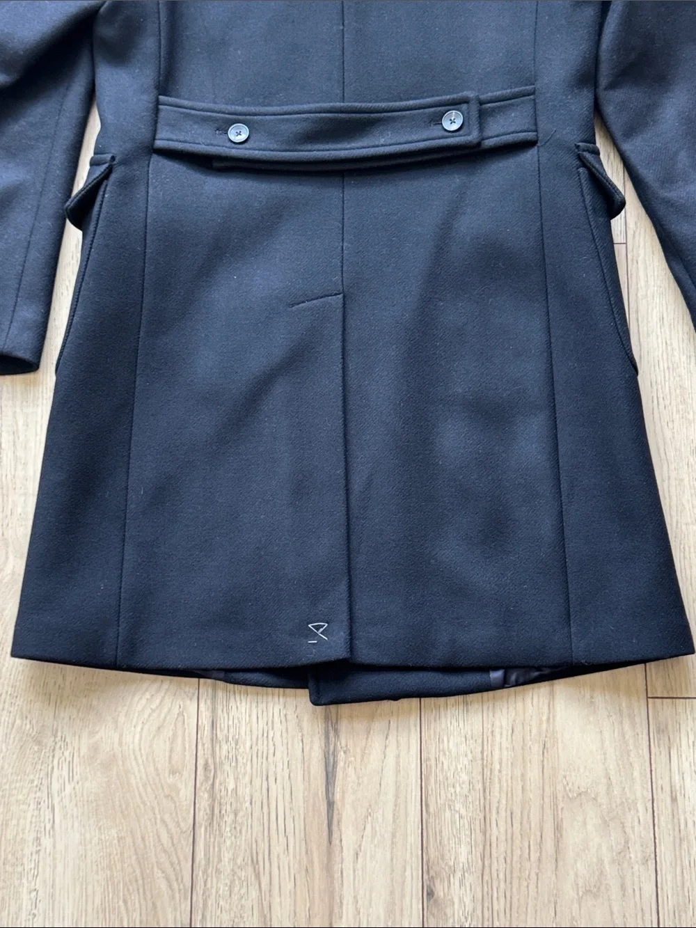 Reiss Caleb Military Overcoat Black Double Breasted Wool Blend Coat Men L NWT
